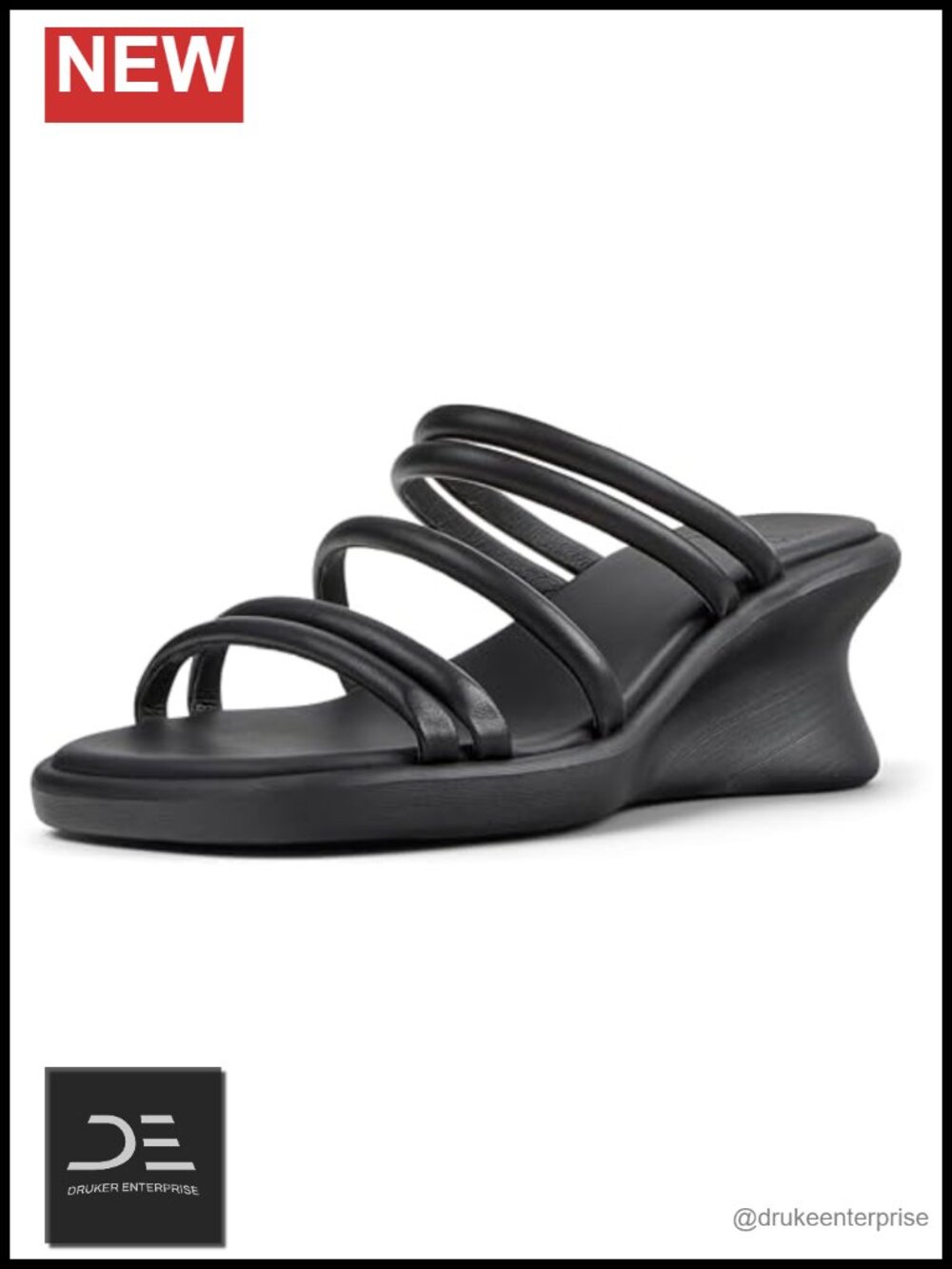 Women's Strappy Leather Slingback Wedge Sandals